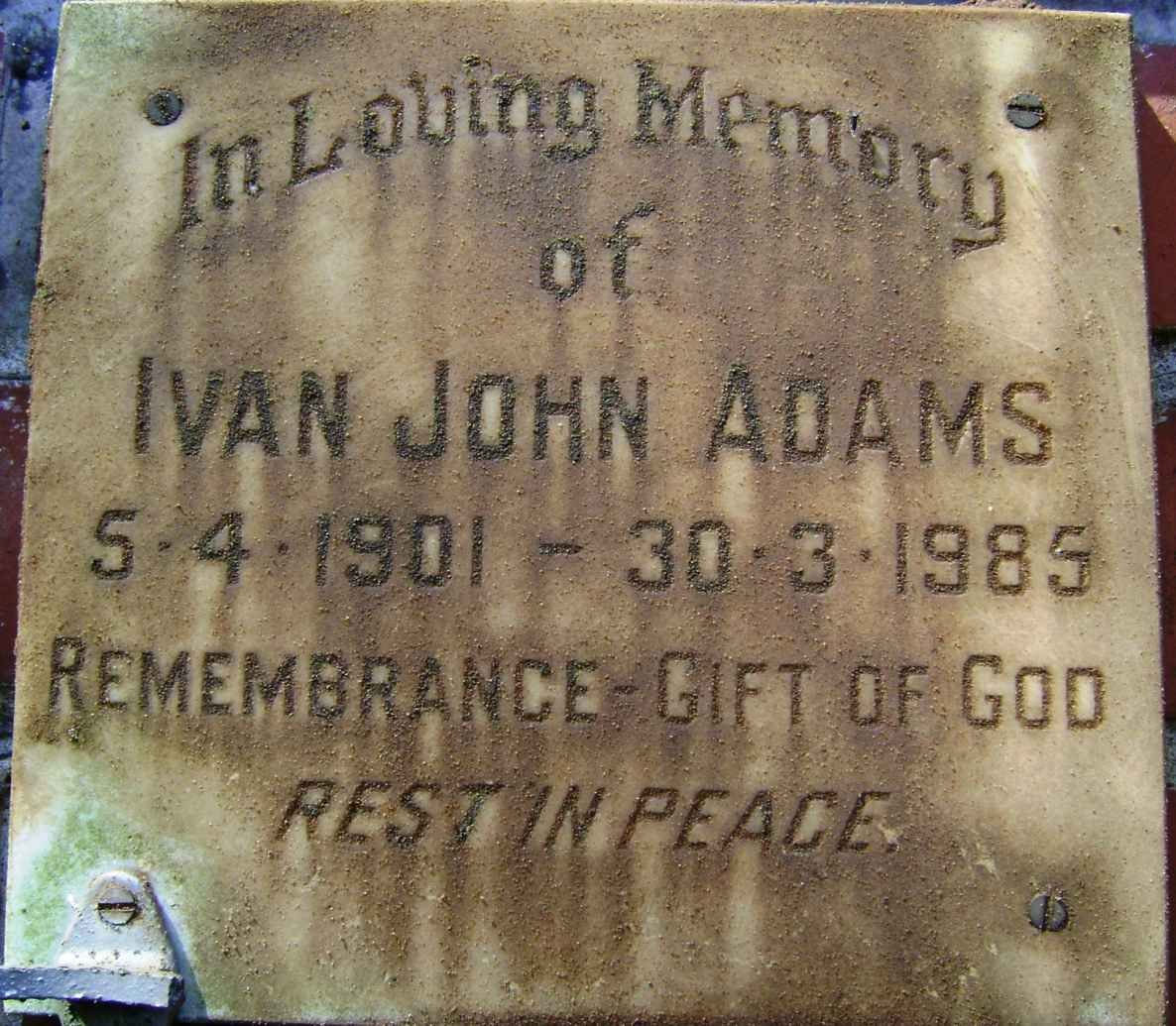 ADAMS Ivan John 1901-1985