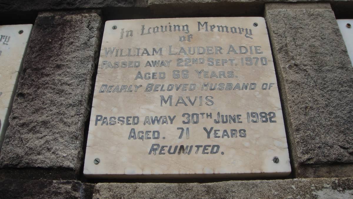 ADIE William Lauder -1970 &amp; Mavis -1982