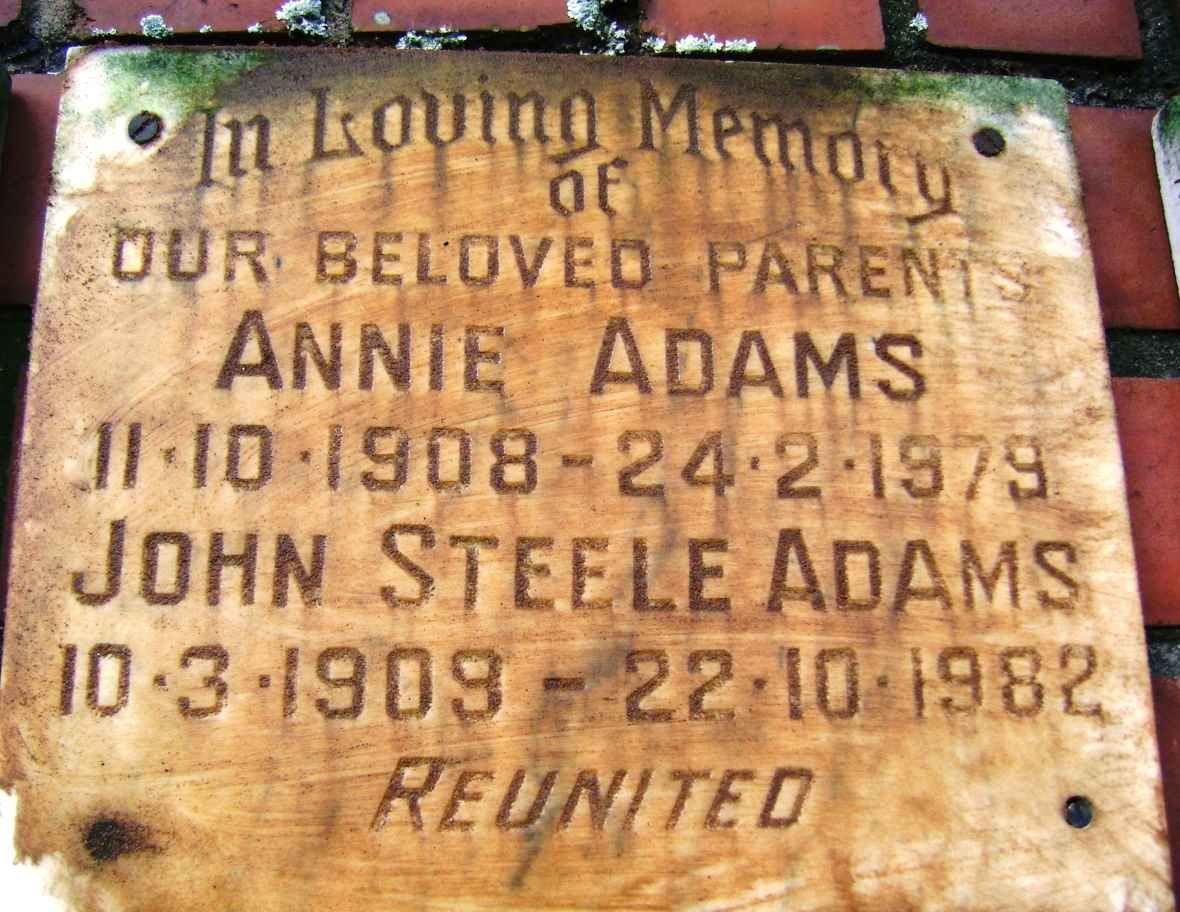 ADAMS John Steele 1909-1982 &amp; Annie 1908-1979