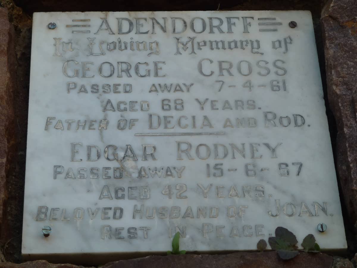 ADENDORFF George Cross -1961 :: ADENDORFF Edgar Rodney -1967
