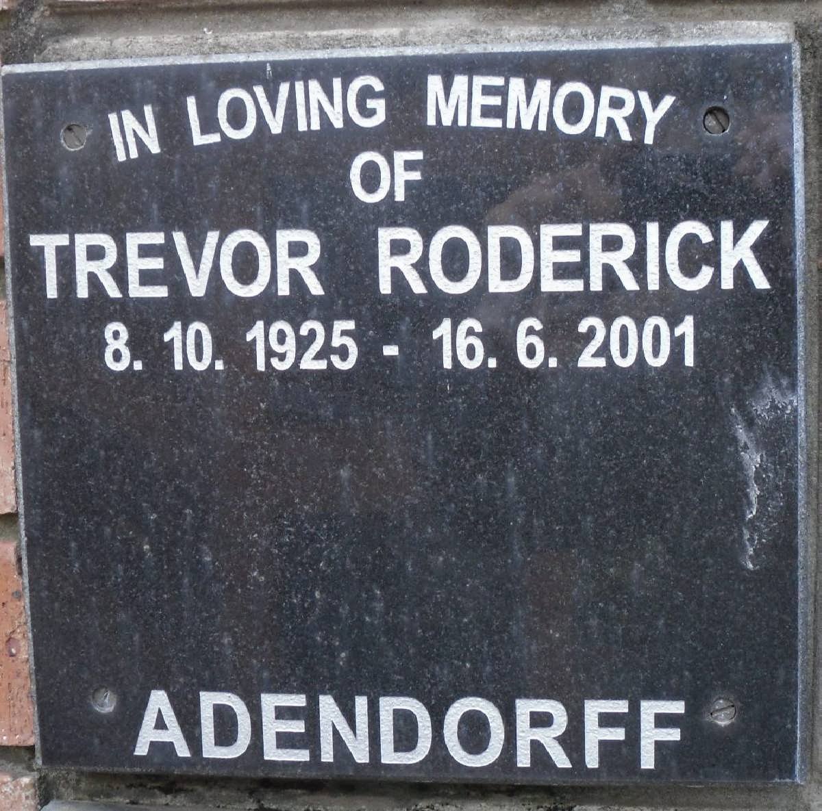 ADENDORFF Trevor Roderick 1925-2001