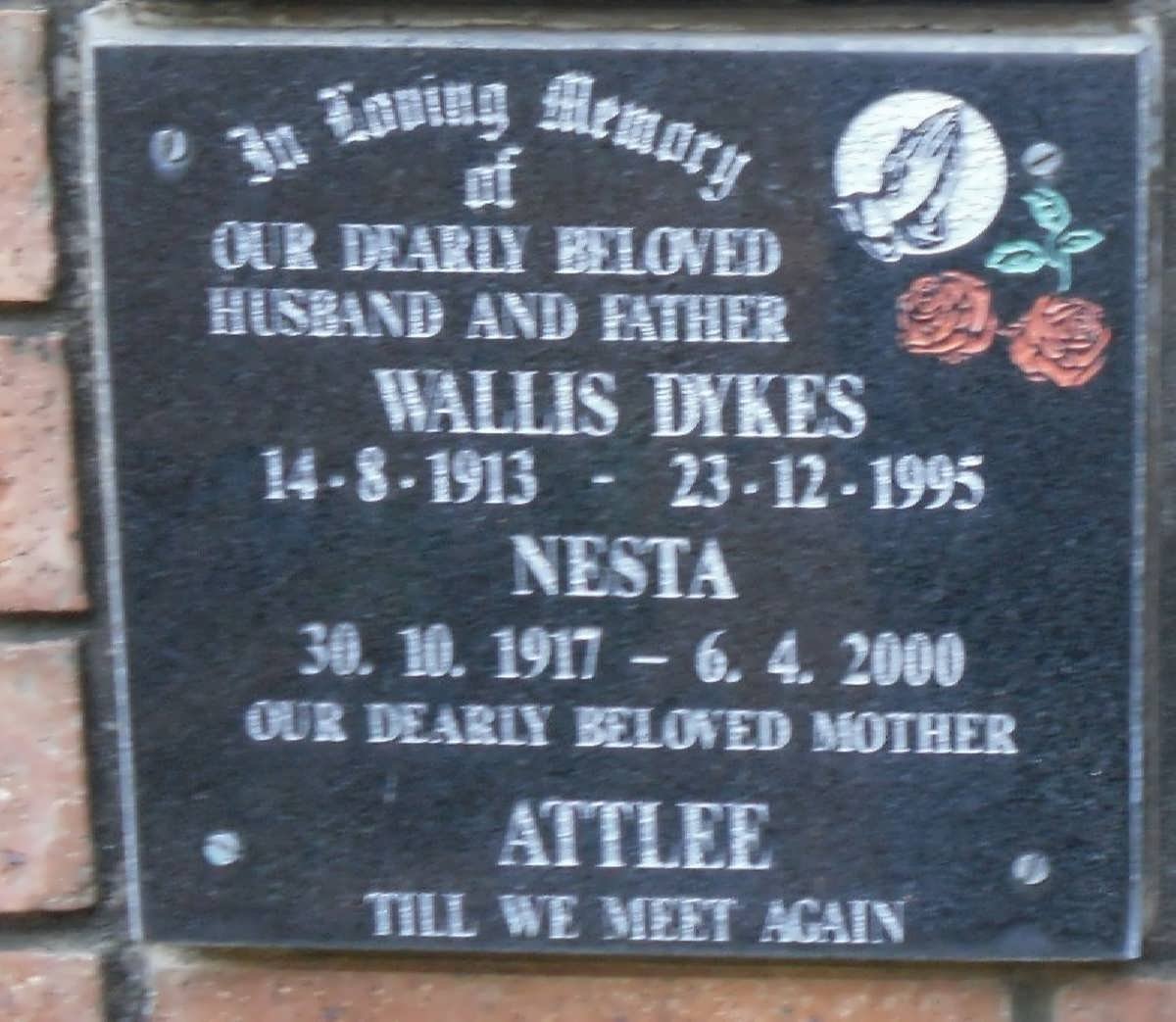 ATTLEE Wallis Dykes 1913-1995 &amp; Nesta 1917-2000