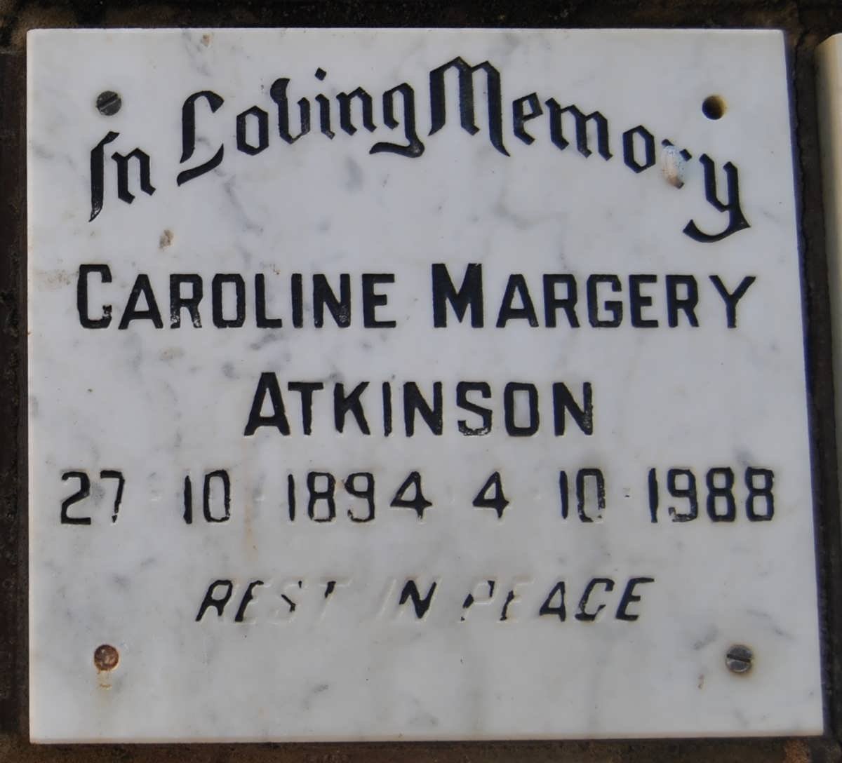ATKINSON Caroline Margery 1894-1988