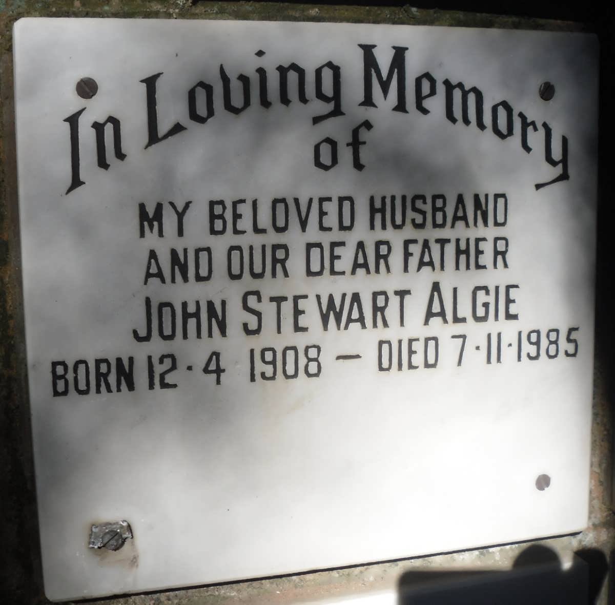 ALGIE John Stewart 1908-1985