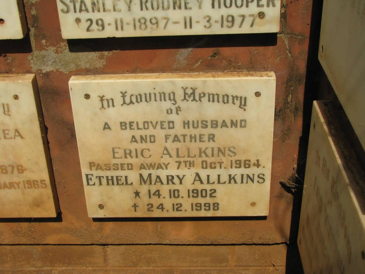 ALLKINS Eric -1964 &amp; Ethel Mary 1902-1998