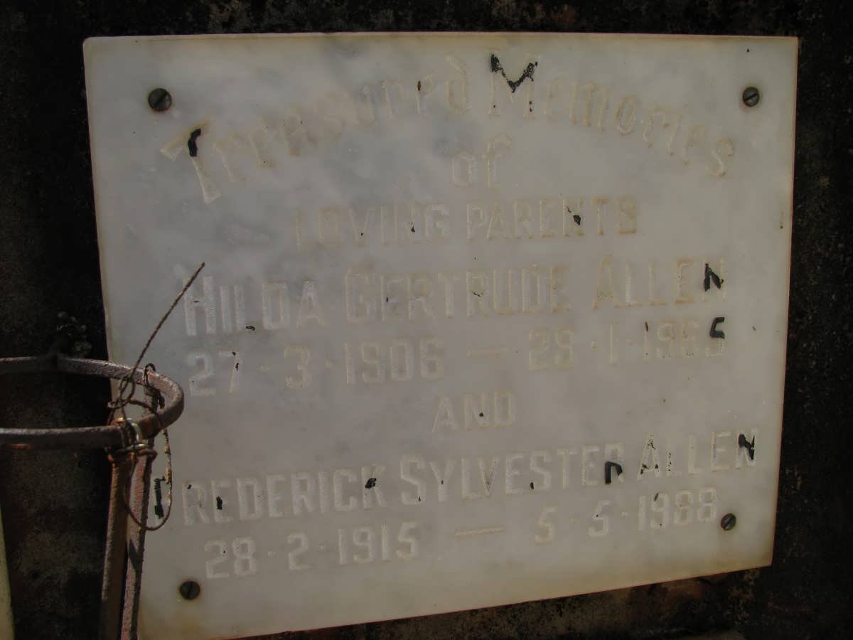 ALLEN Frederick Sylvester 195-1988 &amp; Hilda Gertrude 1906-1965