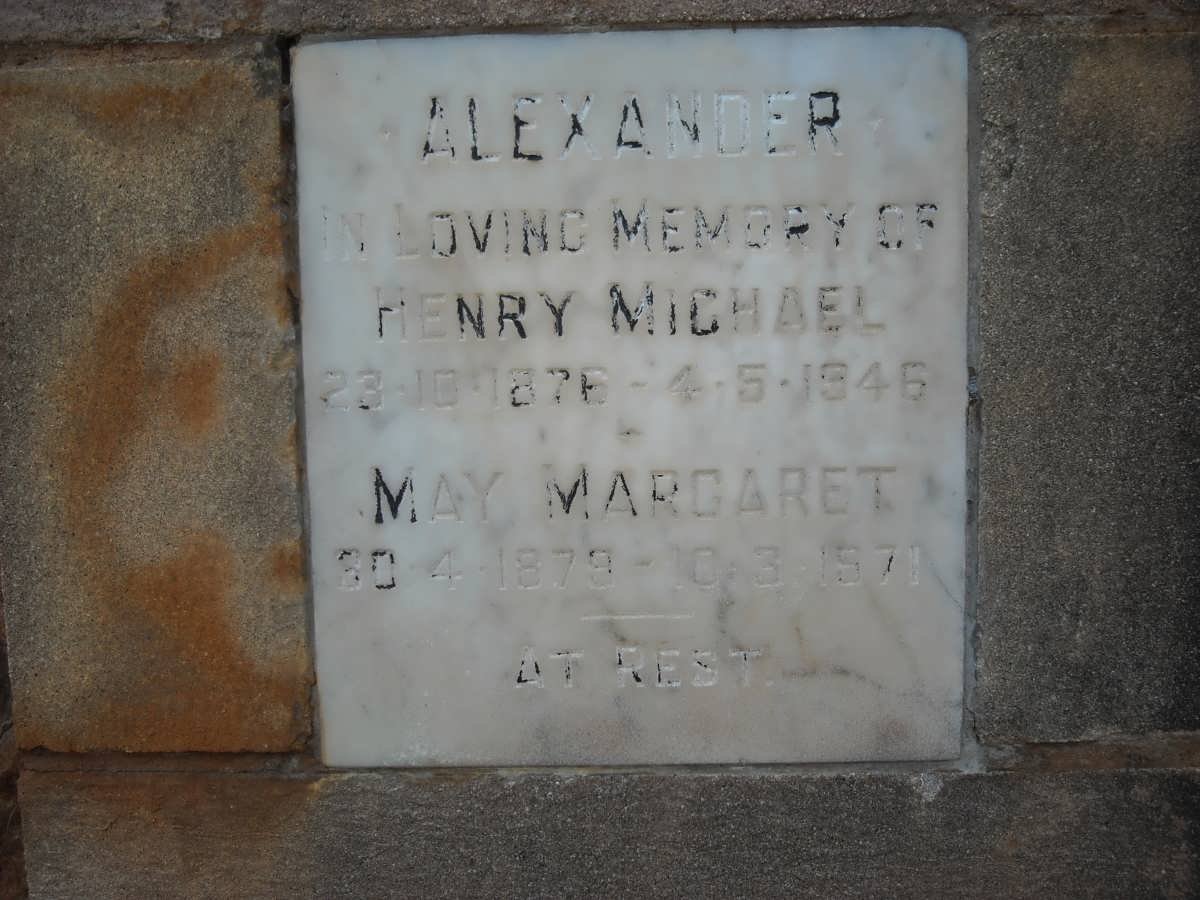 ALEXANDER Henry Michael 1876-1946 &amp; May Margaret 1879-1971