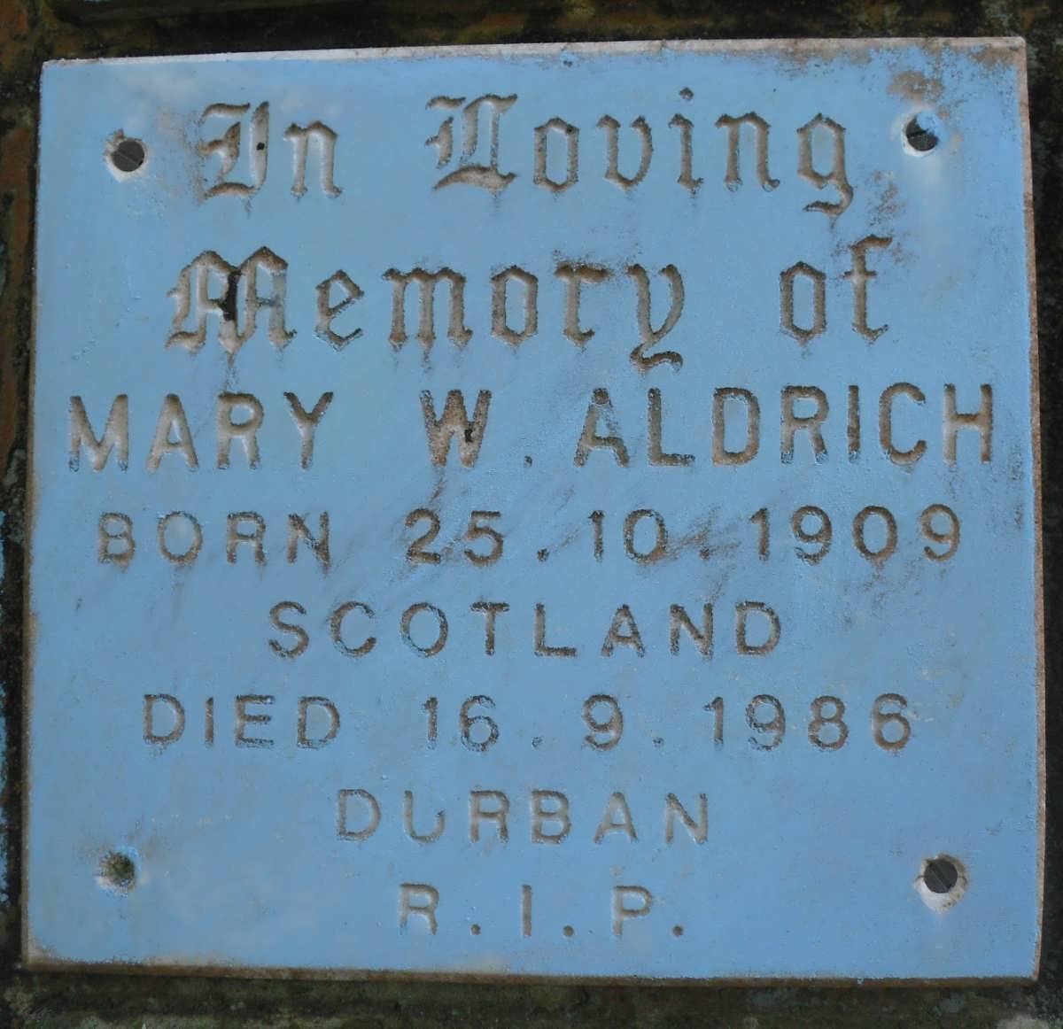 ALDRICH Mary W. 1909-1986