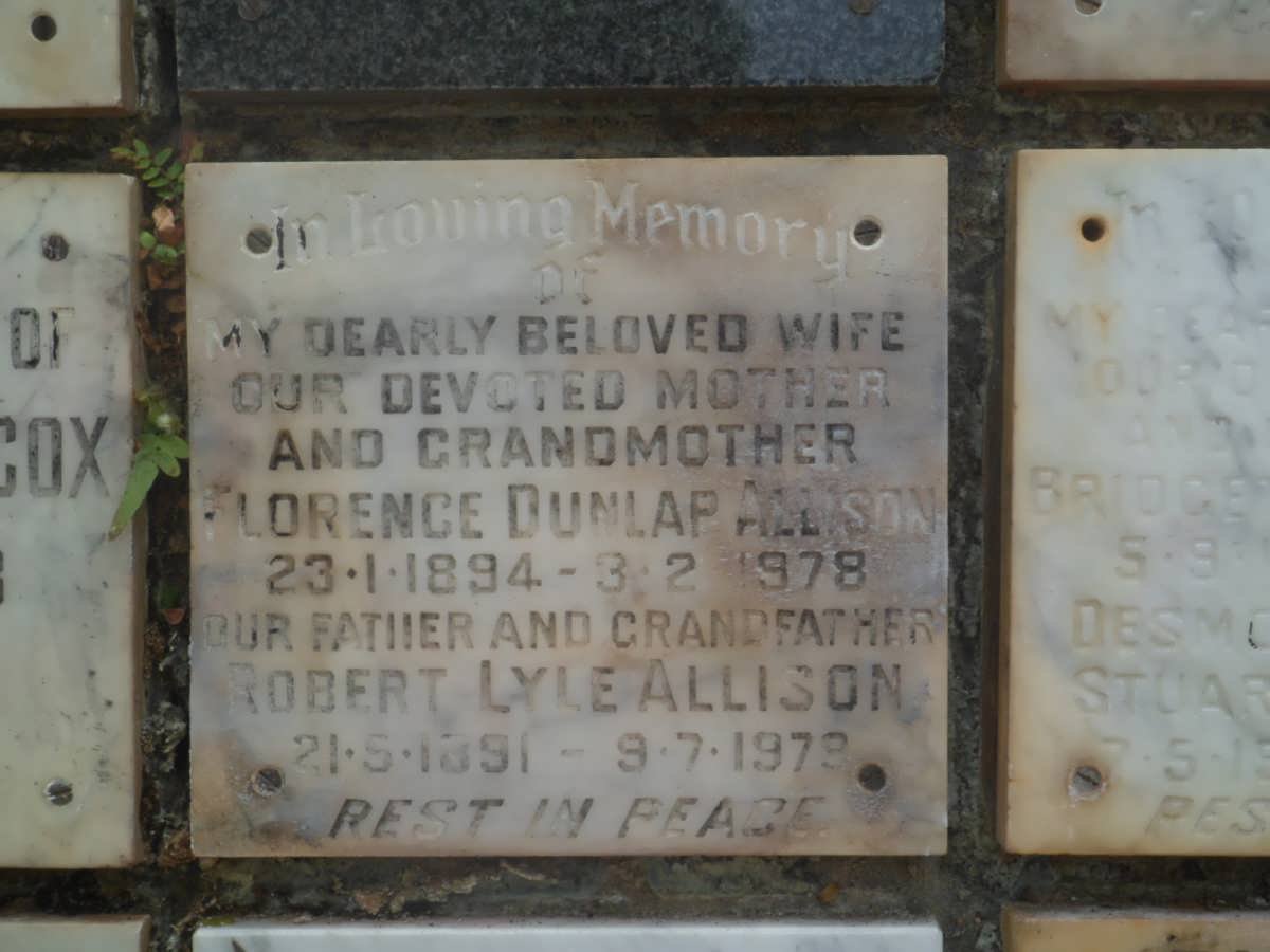 ALLISON Robert Lyle 1891-1979 &amp; Florence DUNLAP 1894-1978
