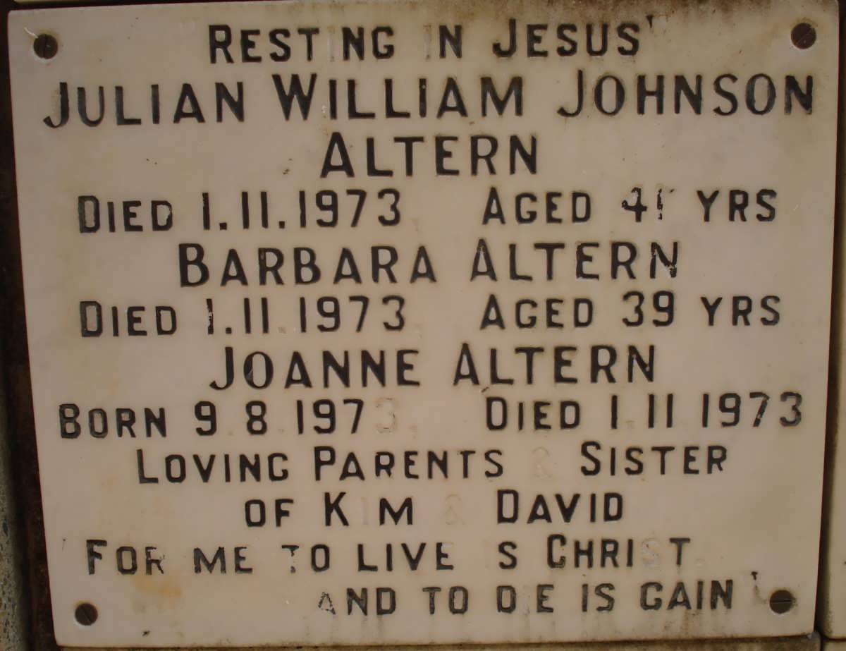 ALTERN Julian William Johnson -1973 &amp; Barbara -1973 :: ALTERN Joanne 1973-1973