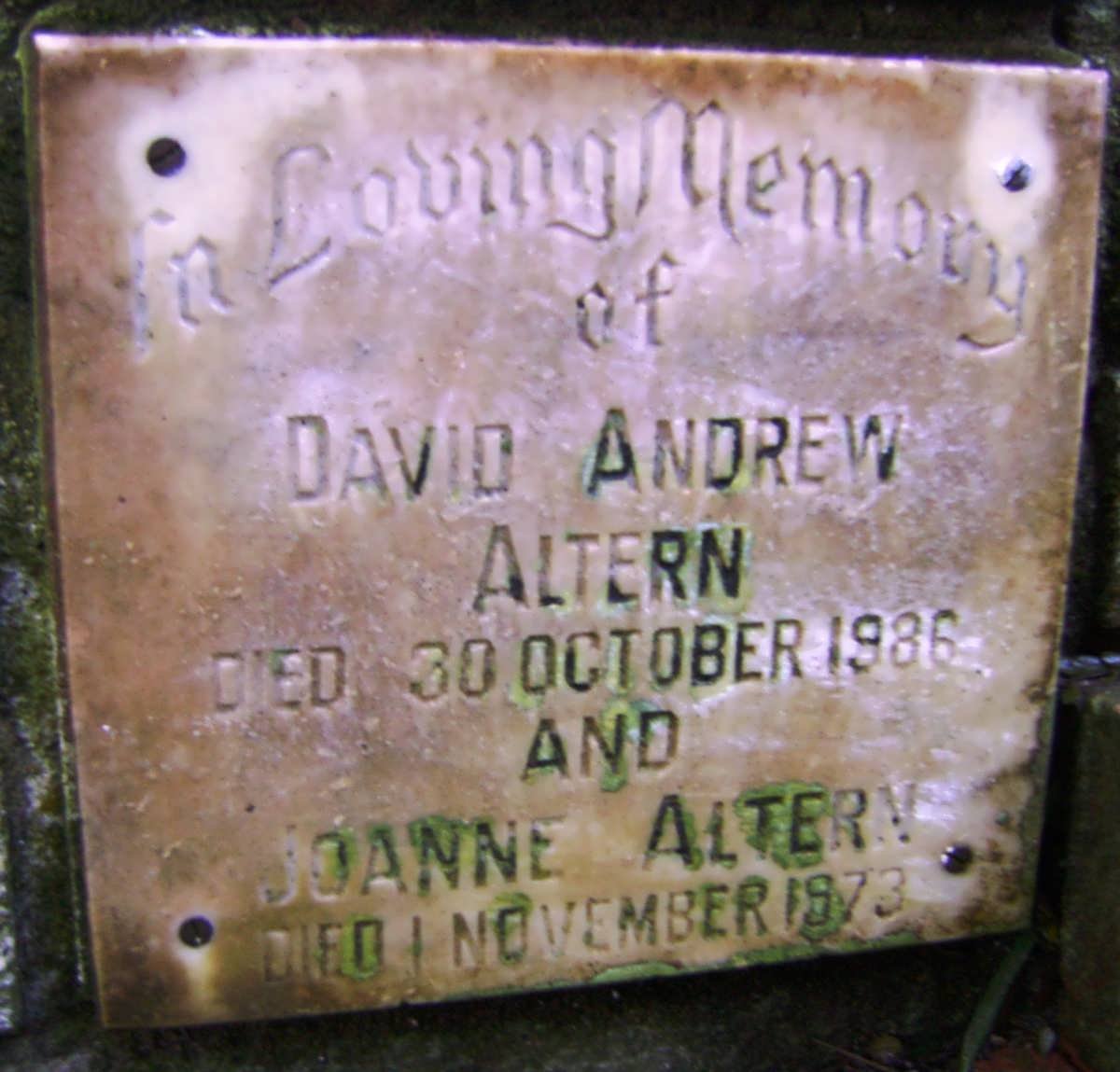 ALTERN David Andrew -1986 &amp; Joanne -1973