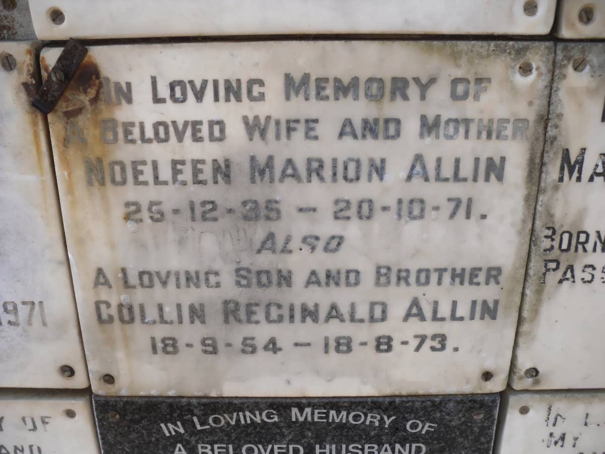 ALLIN Noeleen Marion 1935-1971 :: ALLIN Collin Reginald 1954-1973 