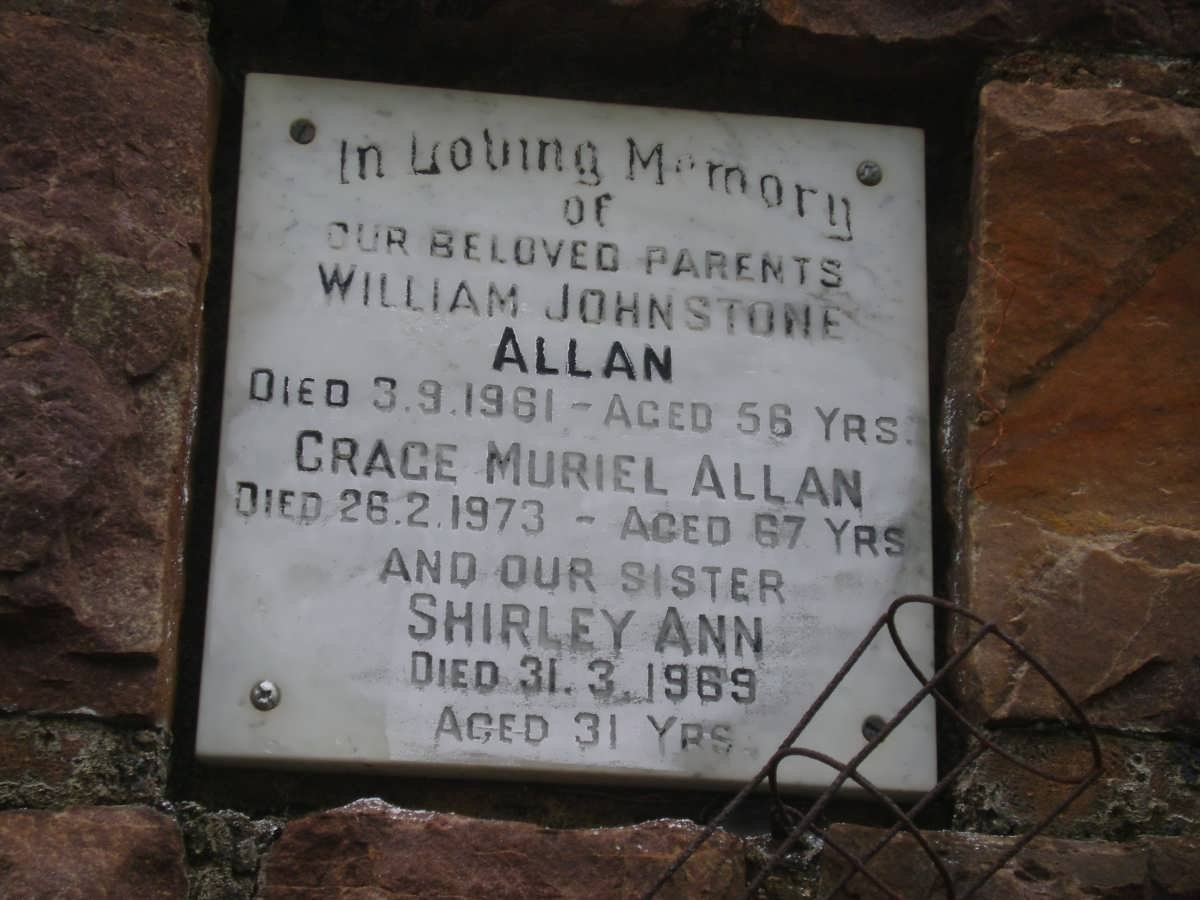 ALLAN William Johnstone -1961 &amp; Grace Muriel -1973 :: ALLAN Shirley Ann -1969