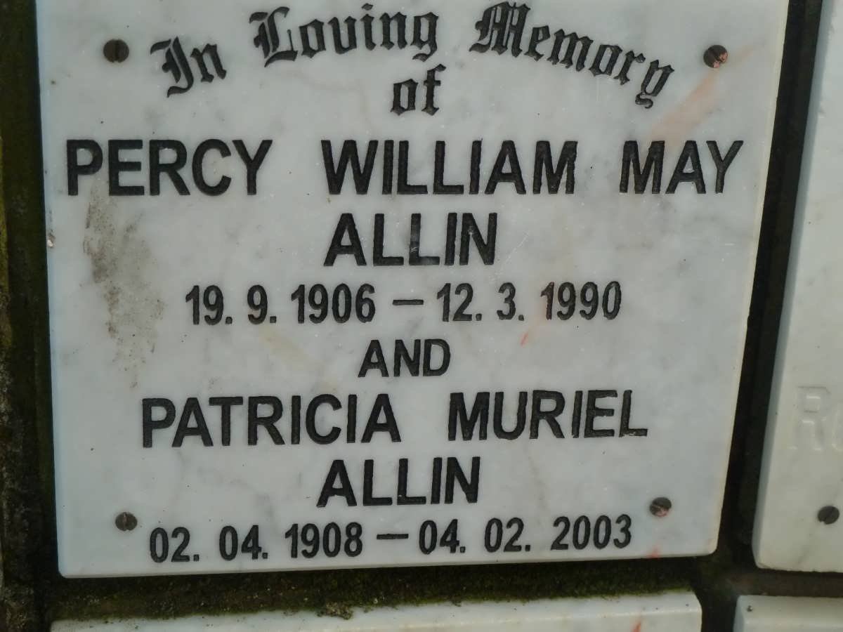 ALLIN Percy William May 1906-1990 &amp; Patricia Muriel 1908-2003