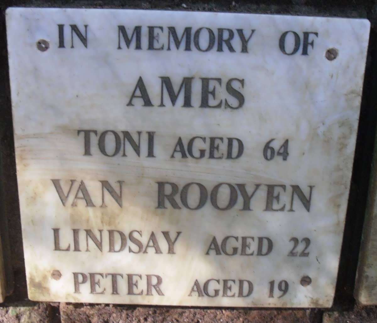AMES Toni :: VAN ROOYEN Lindsay :: VAN ROOYEN Peter