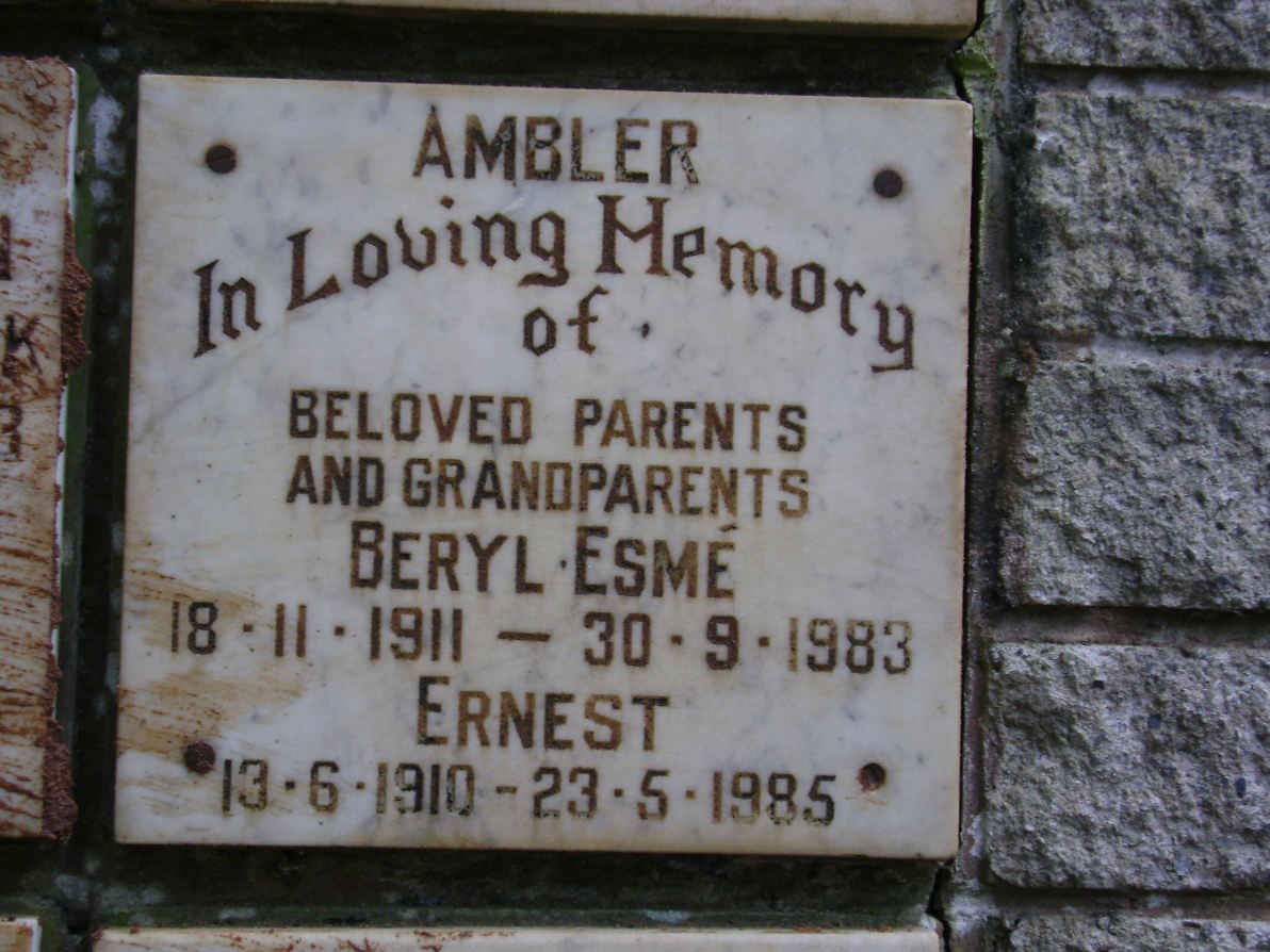 AMBLER Ernest 1910-1985 &amp; Beryl Esmé 1911-1983