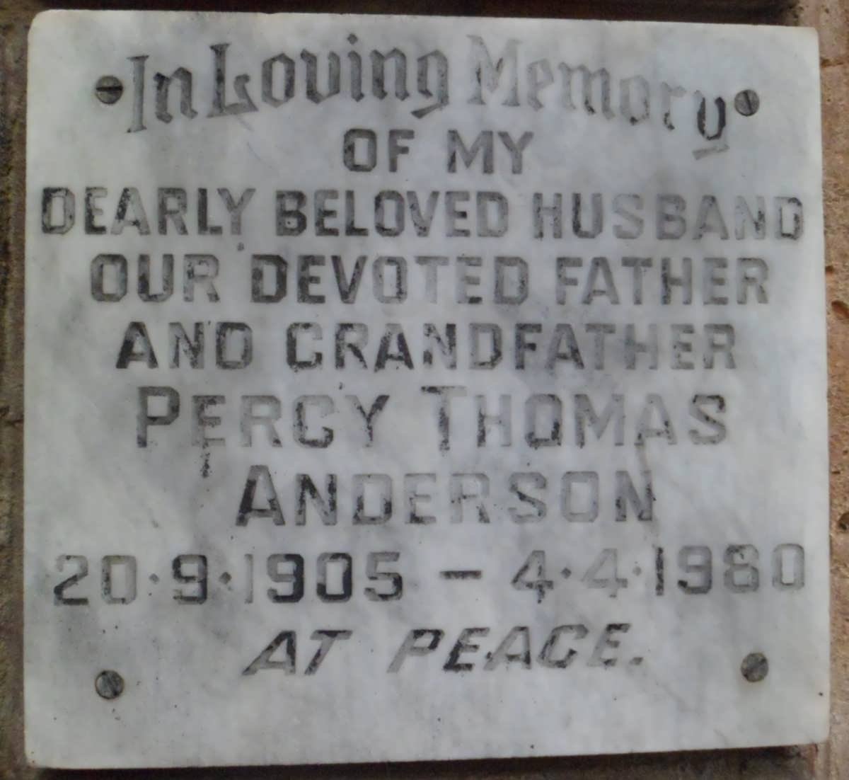 ANDERSON Percy Thomas 1905-1980