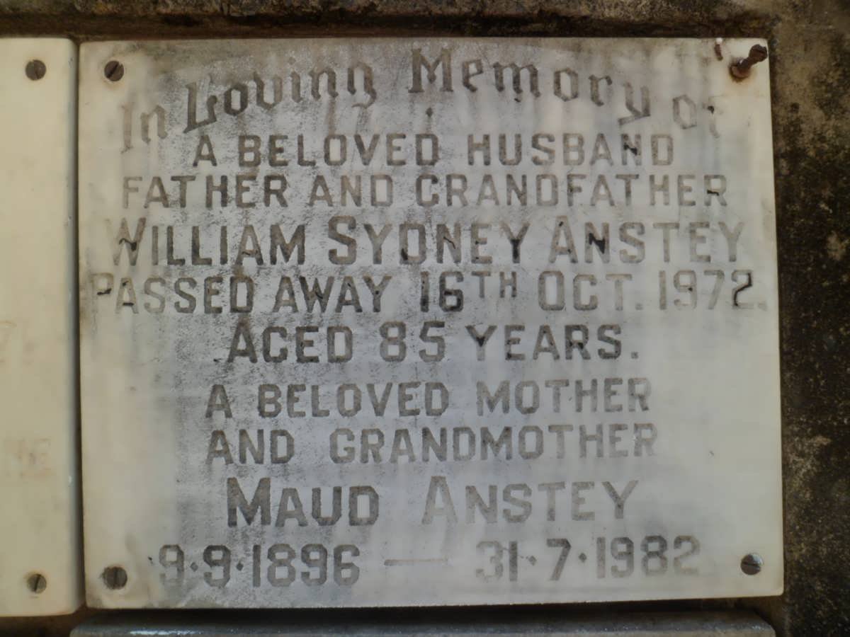 ANSTEY William Sydney -1972 &amp; Maud 1896-1982
