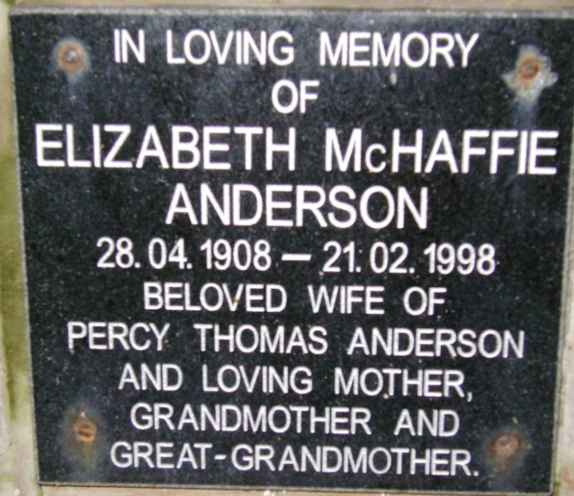 ANDERSON Elizabeth McHaffie 1908-1998