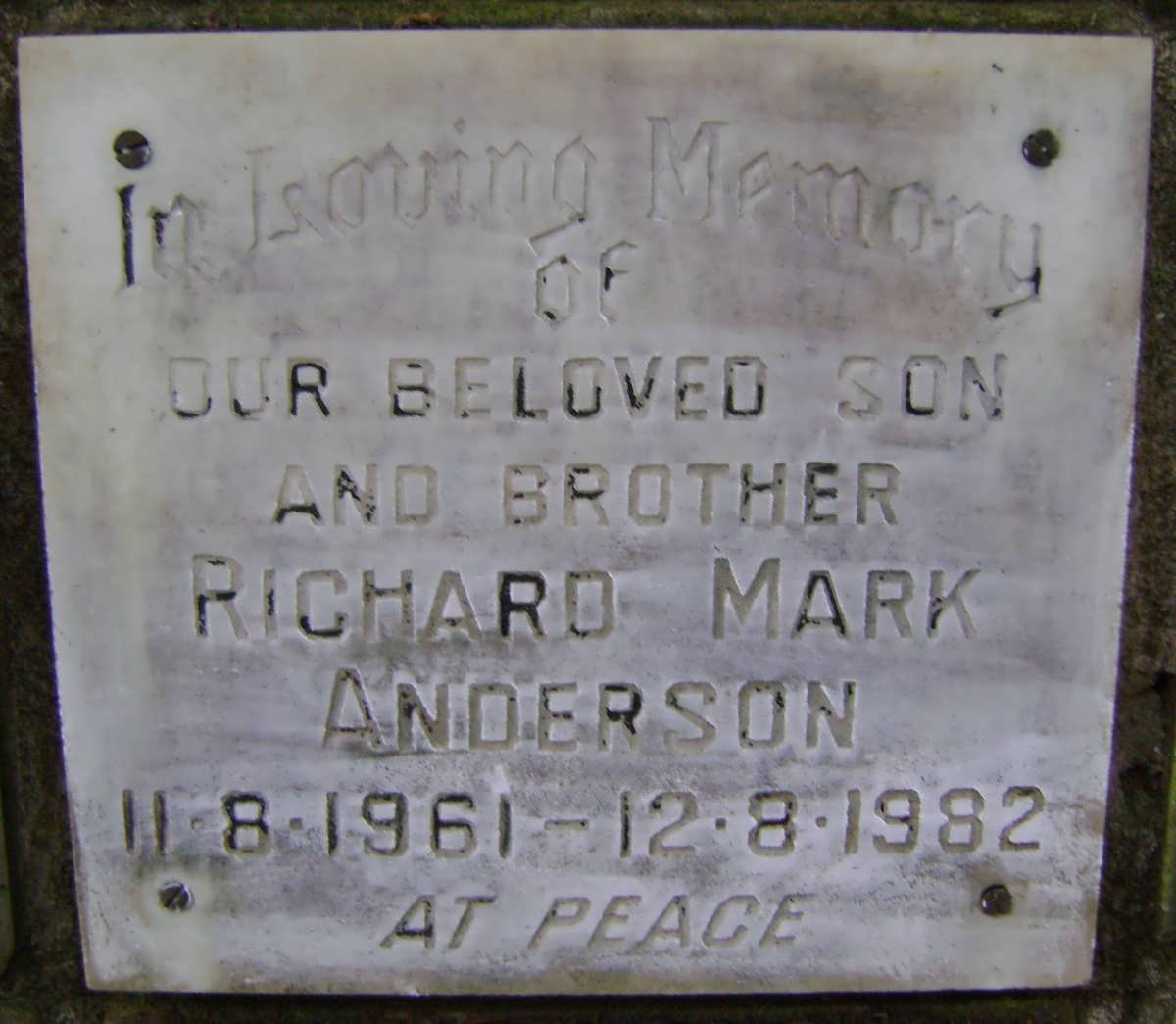 ANDERSON Richard Mark 1961-1982