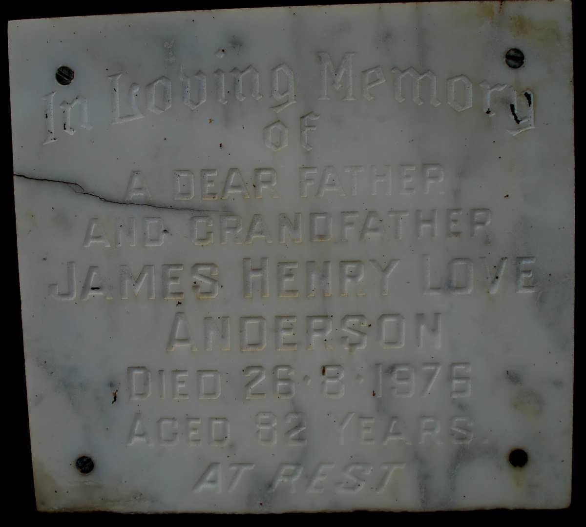 ANDERSON James Henry Love -1976