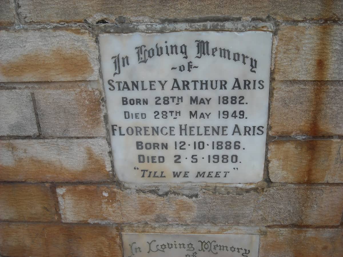 ARIS Stanley Arthur 1882-1949 &amp; Florence Helene 1886-1980