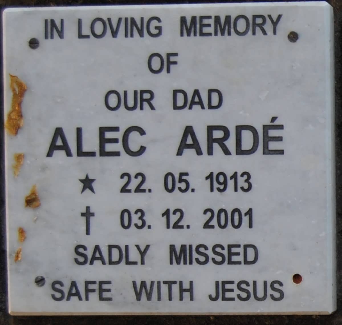 ARDÉ Alec 1913-2001