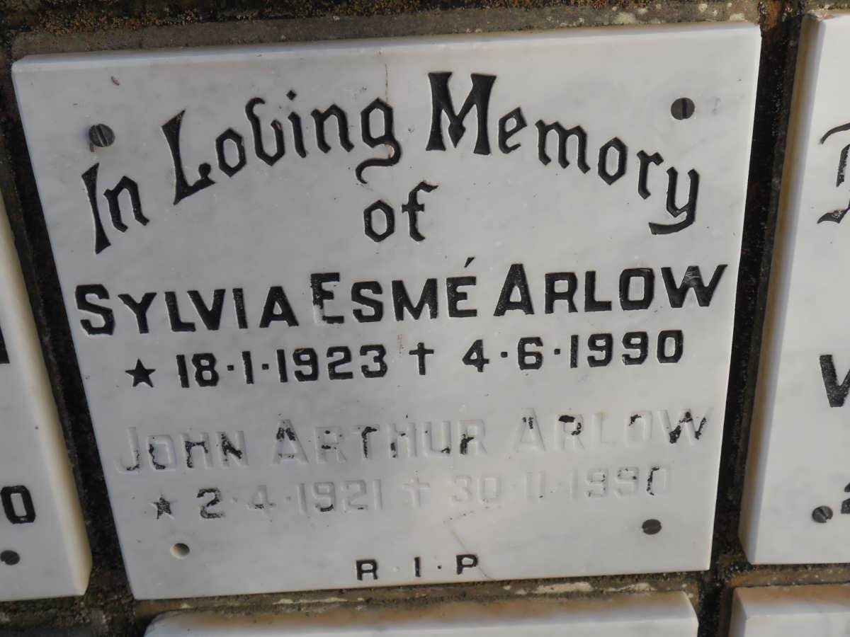 ARLOW John Arthur 1921-1990 &amp; Sylvia Esmé 1923-1990