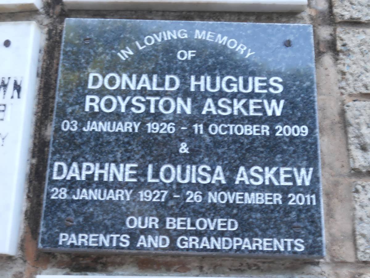 ASKEW Donald Hugues Royston 1926-2009 &amp; Daphne Louisa 1927-2011