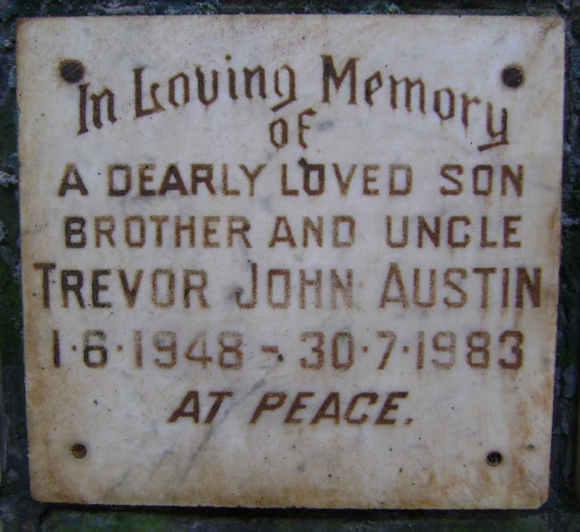 AUSTIN Trevor John 1948-1983