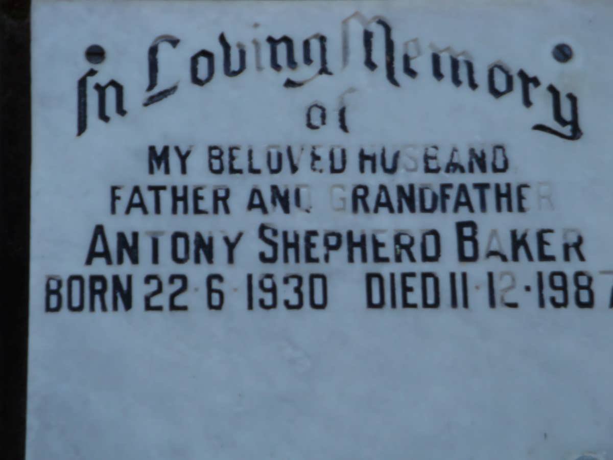 BAKER Antony Shepherd 1930-1987