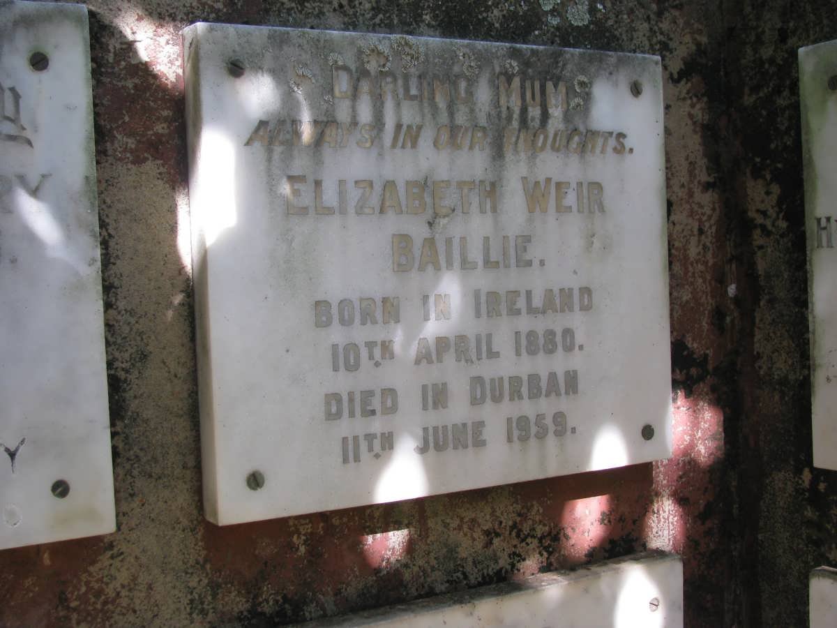 BAILLIE Elizabeth Weir 1880-1959