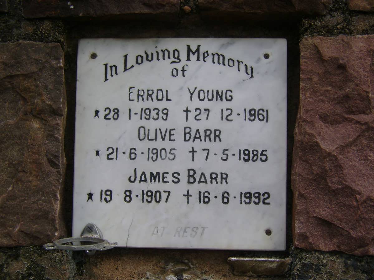 BARR James 1907-1992 &amp; Olive 1905-1985 :: YOUNG Errol 1939-1961