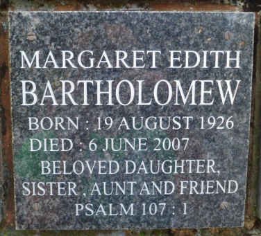 BARTHOLOMEW Margaret Edith 1926-2007