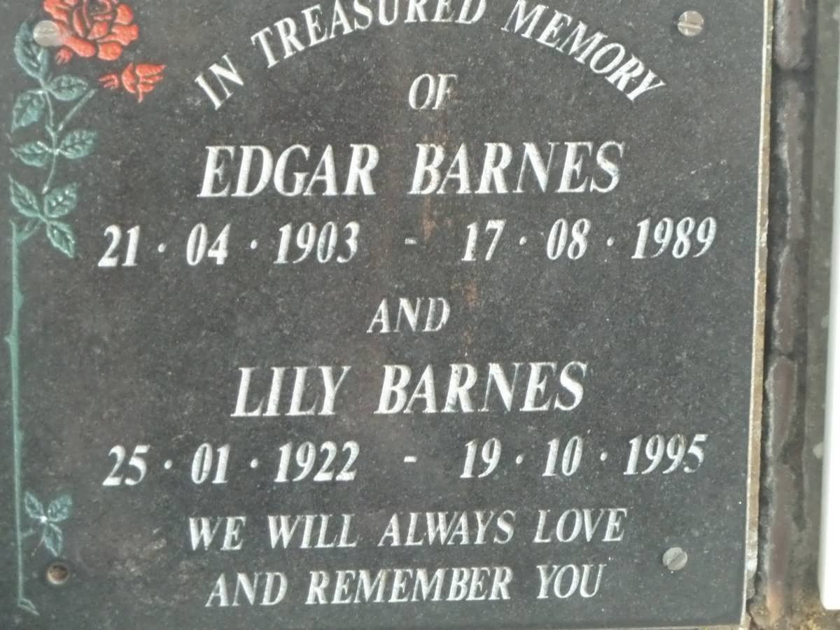 BARNES Edgar 1903-1989 &amp; Lily 1922-1995