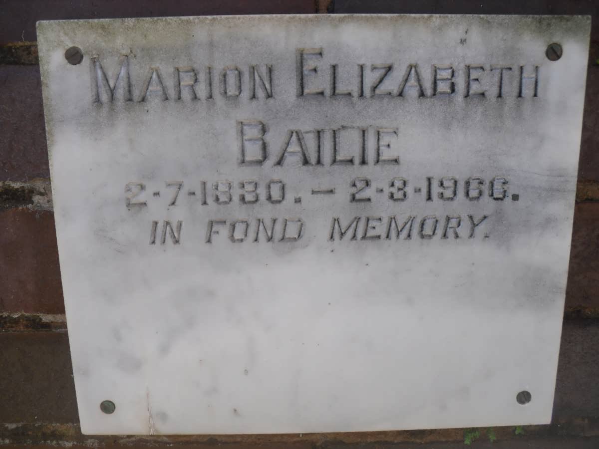 BAILIE Marion Elizabeth 1880-1966