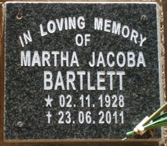 BARTLETT Martha Jacoba 1928-2011