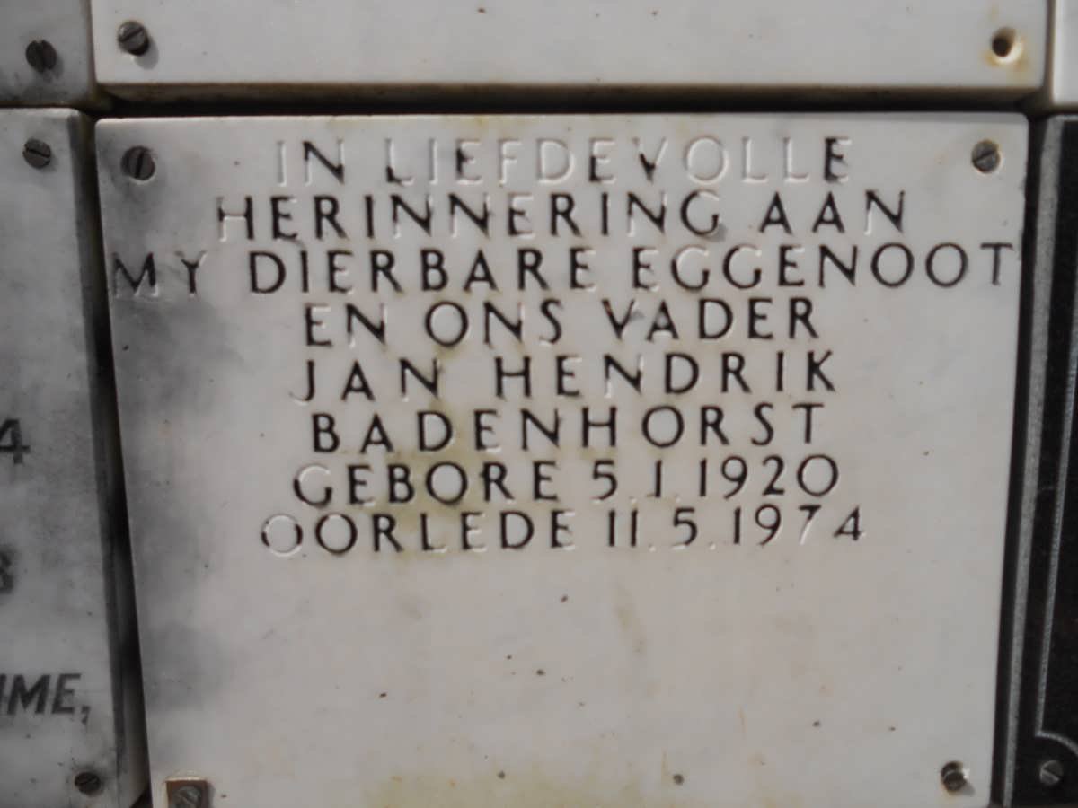 BADENHORST Jan Hendrik 1920-1974