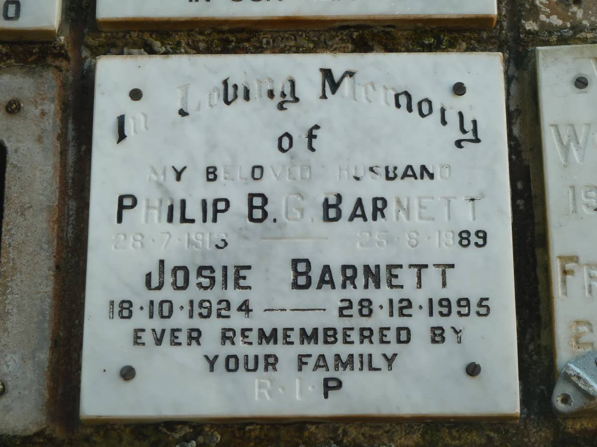 BARNETT Philip B.G. 1913-1989 &amp; Josie 1924-1995