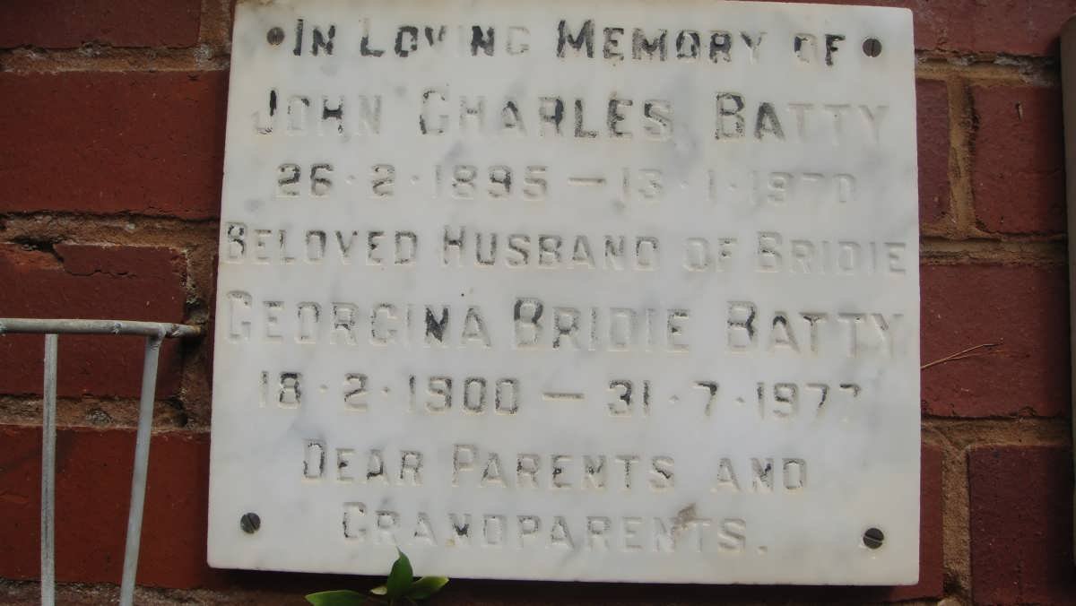 BATTY John Charles 1895-1970 &amp; Georgina Bridie 1900-1977