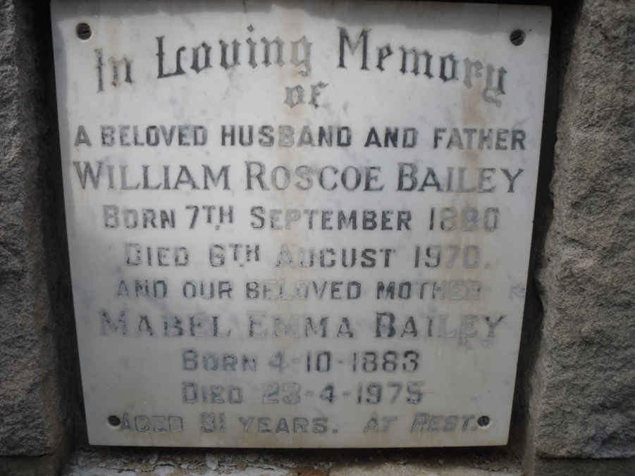BAILEY William Roscoe 1880-1970 &amp; Mabel Emma 1883-1975