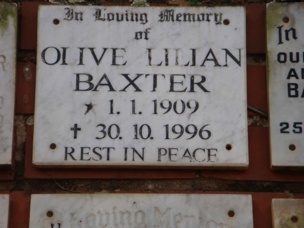 BAXTER Olive Lilian 1909-1996