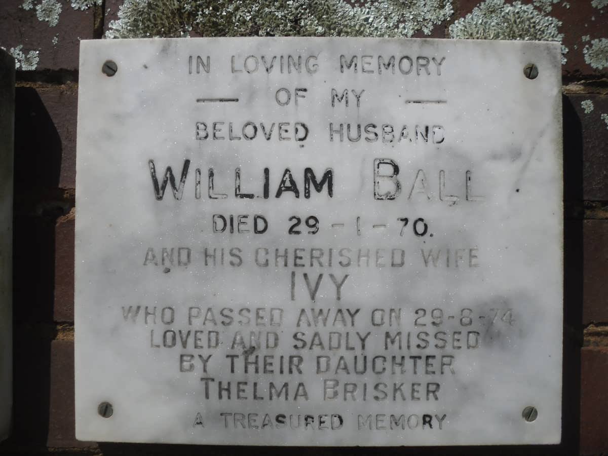 BALL William -1970 &amp; Ivy -1974