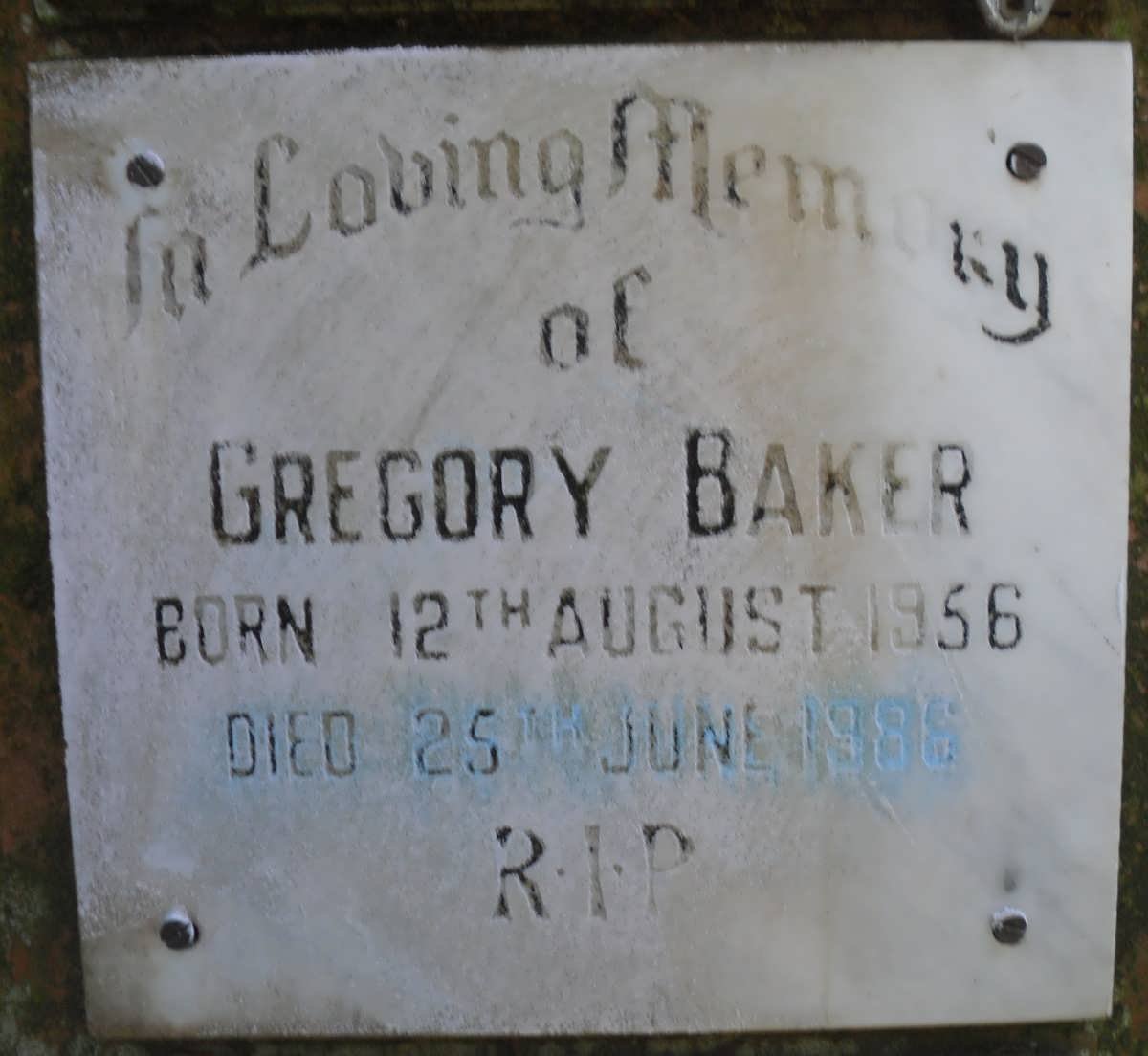 BAKER Gregory 1956-1986