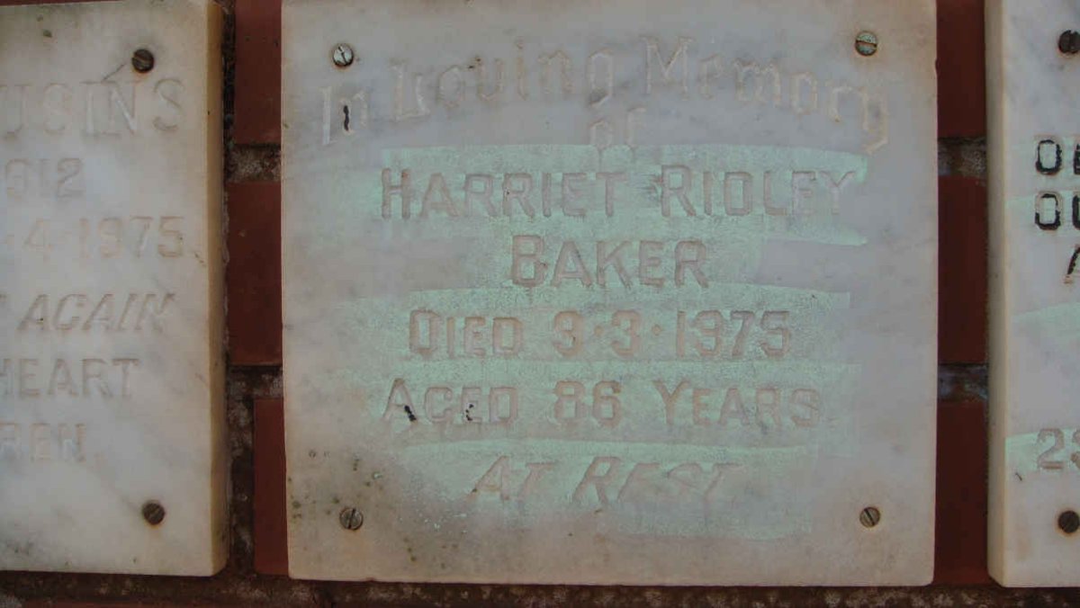 BAKER Harriet Ridley -1975