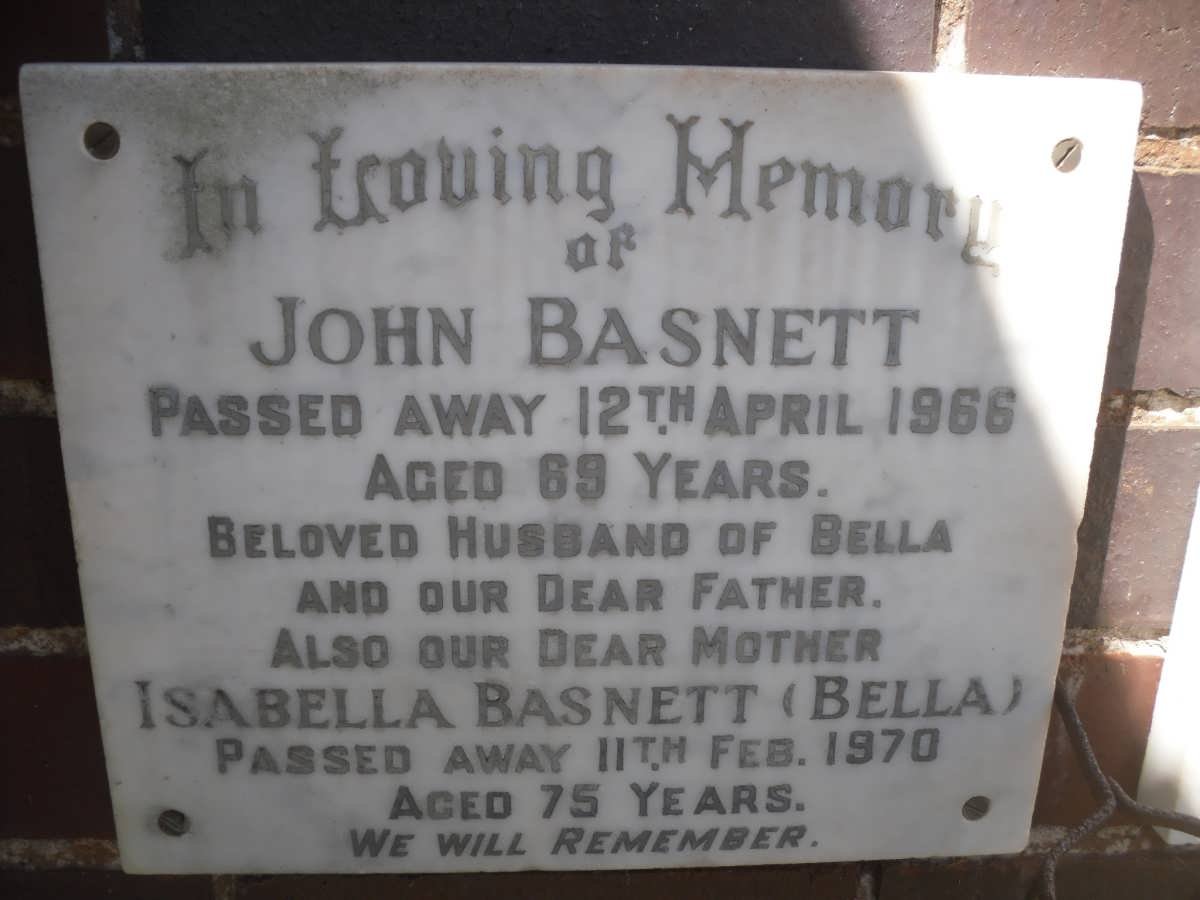 BASNETT John -1966 &amp; Isabella Basnett -1970