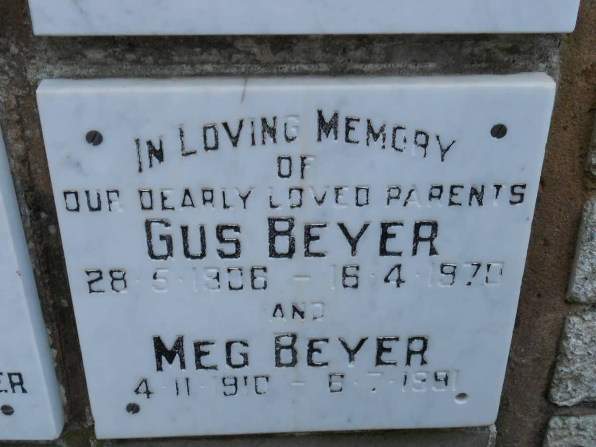 BEYER Gus 1906-1970 &amp; Meg 1910-1991