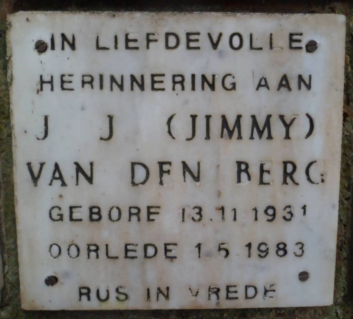BERG J.J., van den 1931-1983