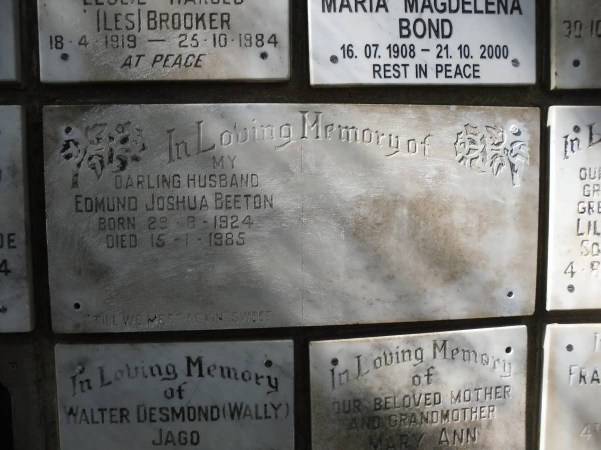 BEETON Edmund Joshua 1924-1985
