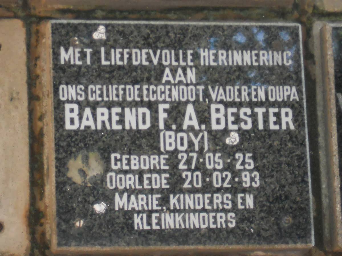 BESTER Barend F.A. 1925-1993